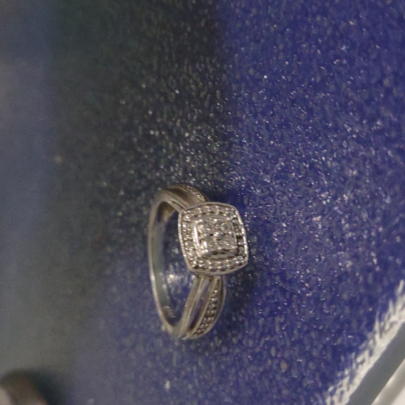 Quad Diamond Accent Square Frame Promise Ring/Sterling Silver (925) & Diamonds - Picture 8 of 8